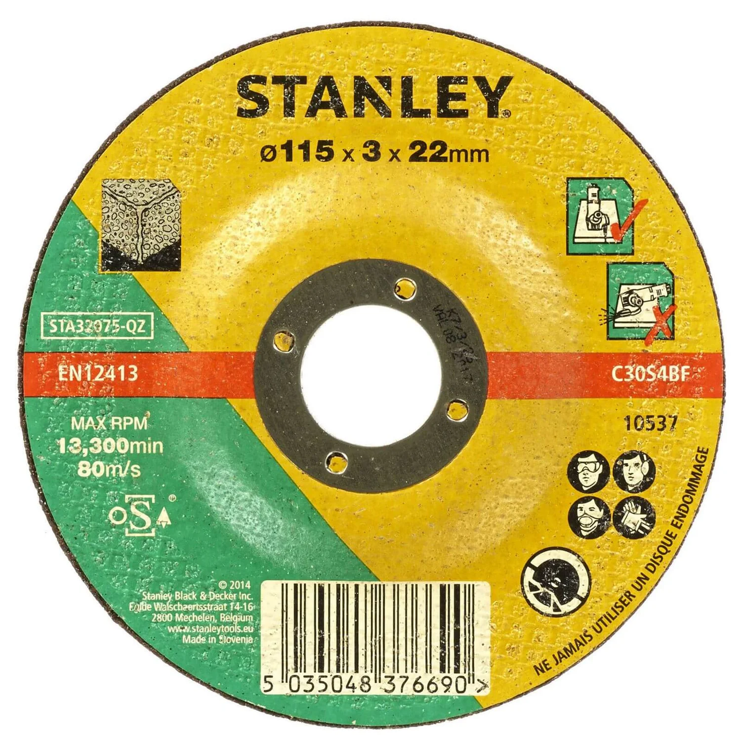 Stanley 115mm Stone Cutting Disc - STA32075-QZ 3 Stanley 115mm Stone Cutting Disc - STA32075-QZ