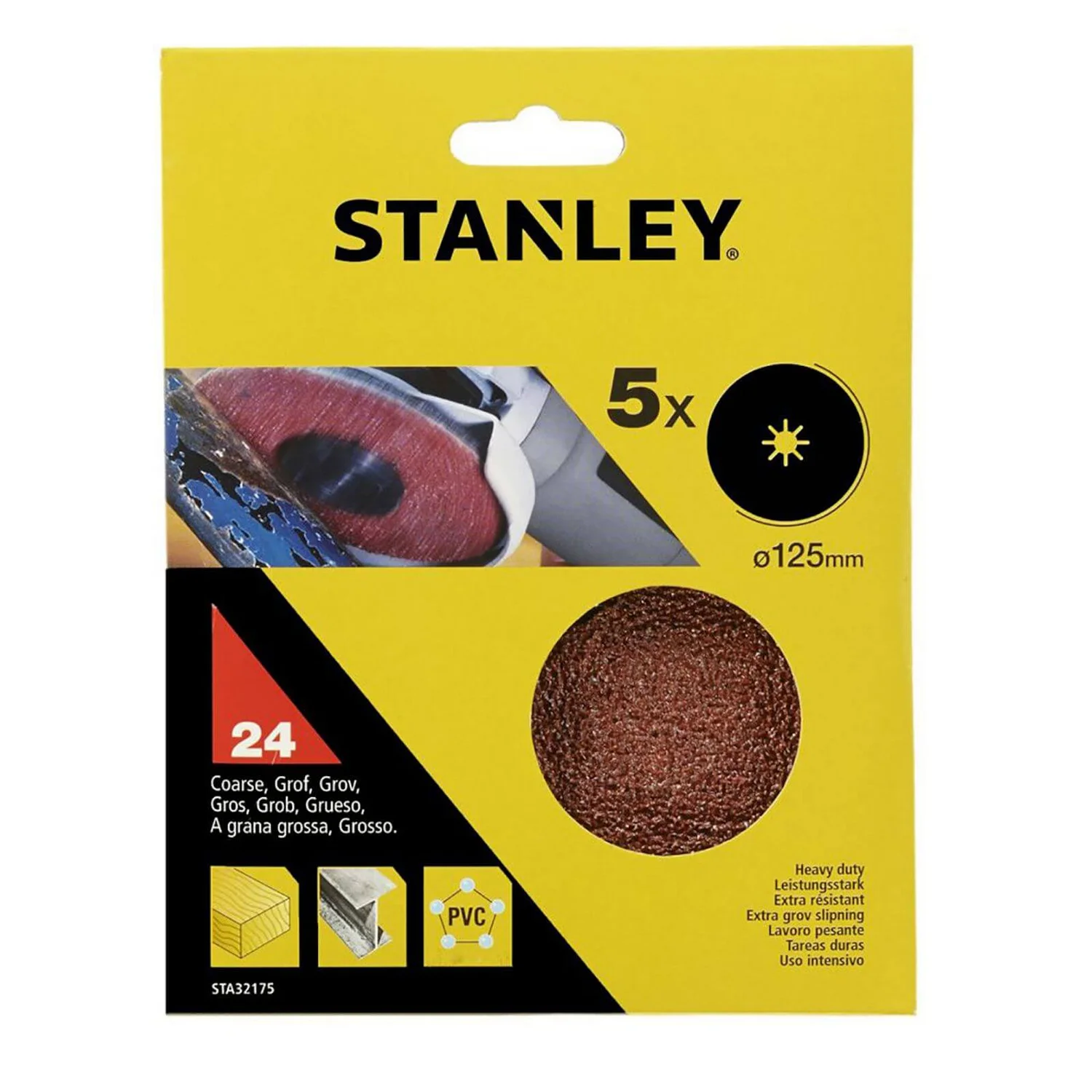 Stanley 125mm Grinding Pads 24G - STA32175-XJ 3 Stanley 125mm Grinding Pads 24G - STA32175-XJ