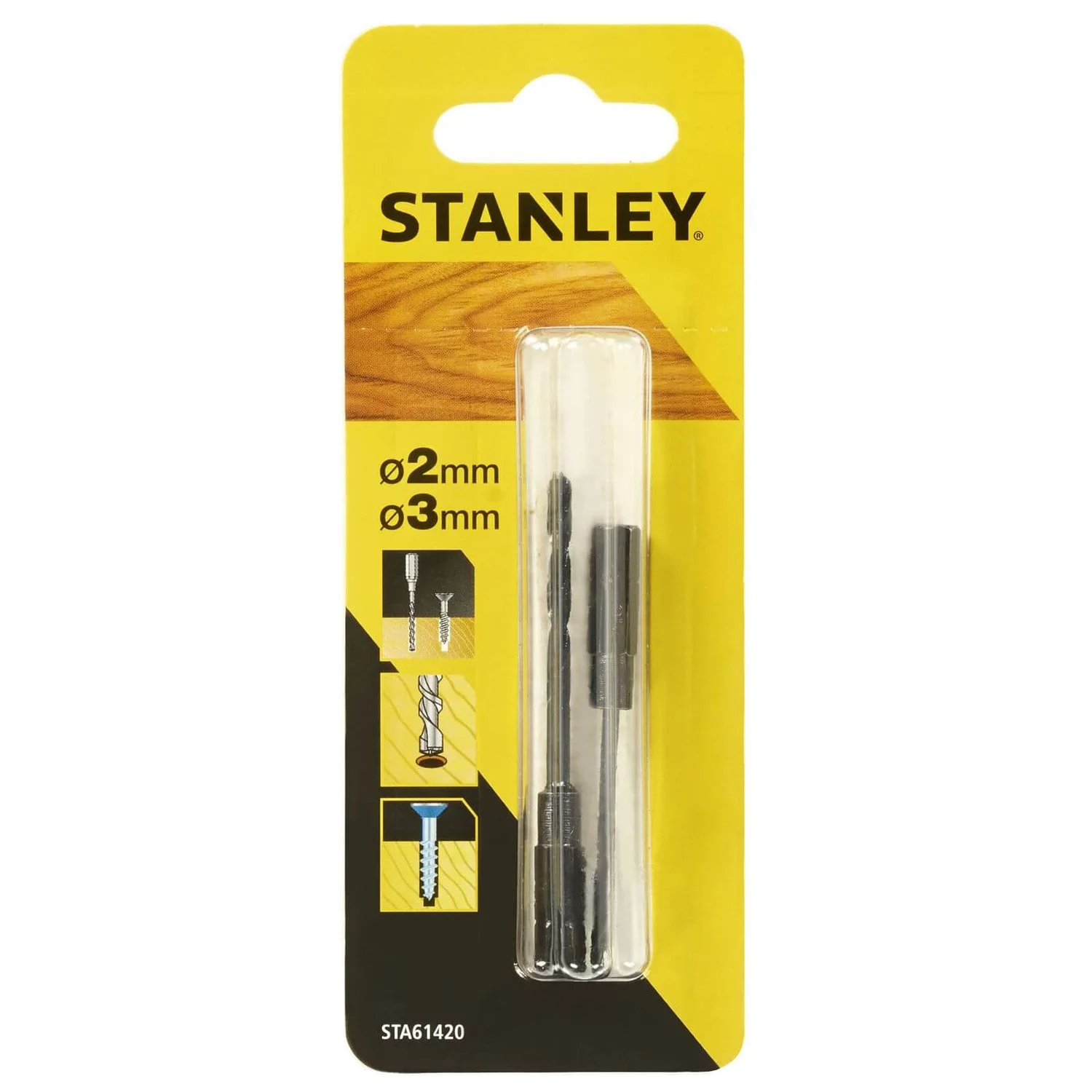 Stanley 2Pc Pilot Screwdriver Drill Bits - STA61420-XJ 3 Stanley 2Pc Pilot Screwdriver Drill Bits - STA61420-XJ
