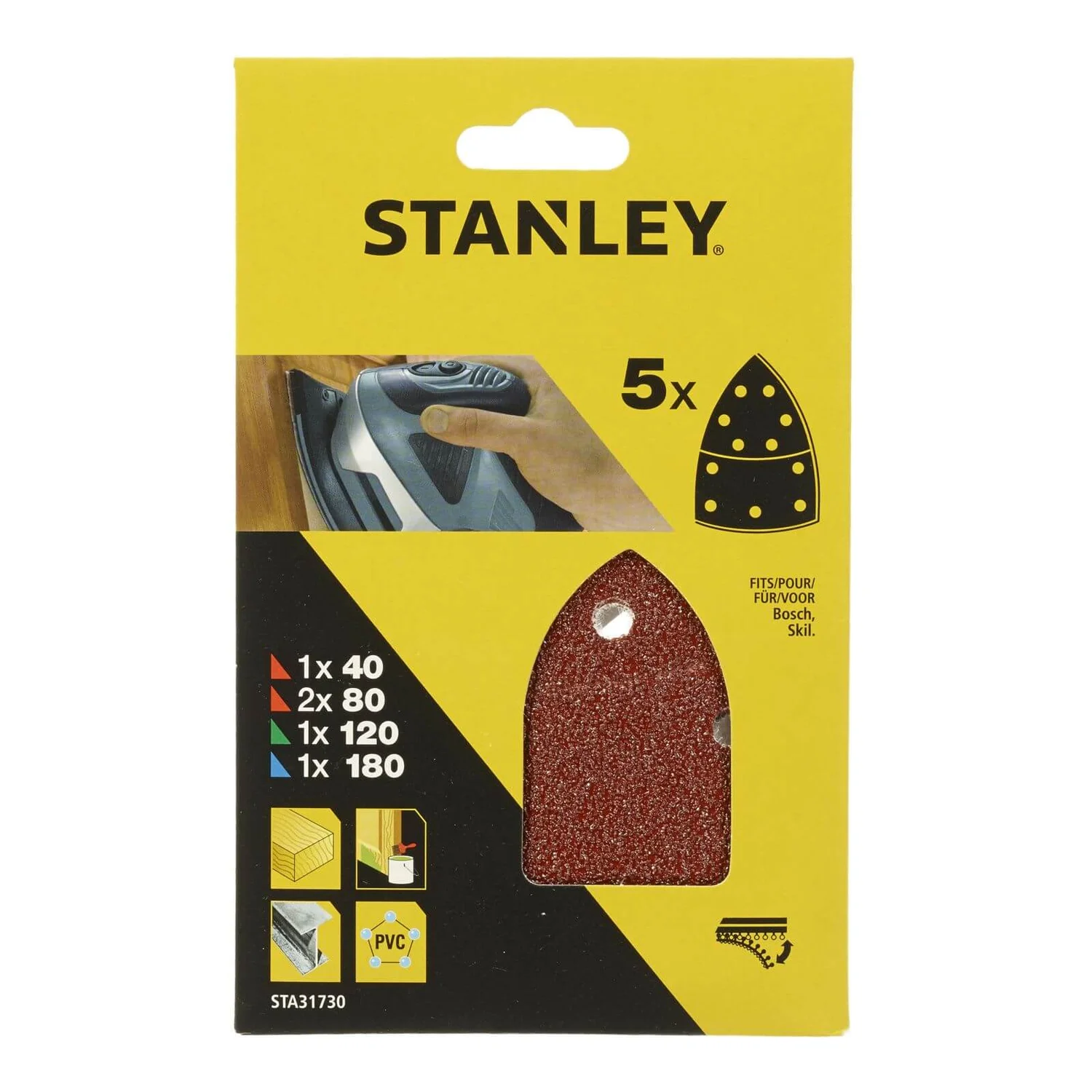 Stanley Detail Sander Sheets Mixed Pack - STA31730-XJ 3 Stanley Detail Sander Sheets Mixed Pack - STA31730-XJ