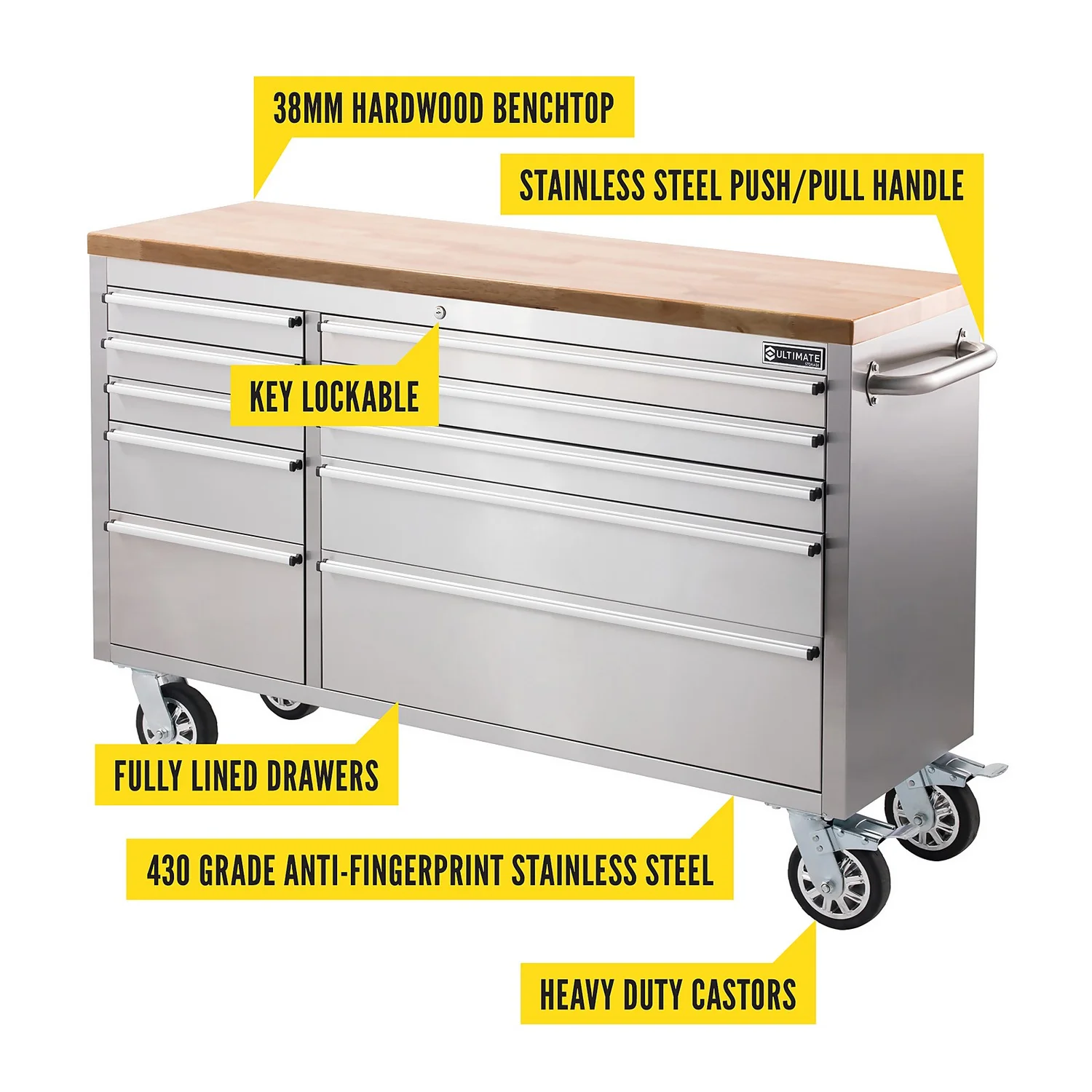 Ultimate 56in 10 Drawer Tool Storage Trolley 4 Ultimate 56in 10 Drawer Tool Storage Trolley - Image 2