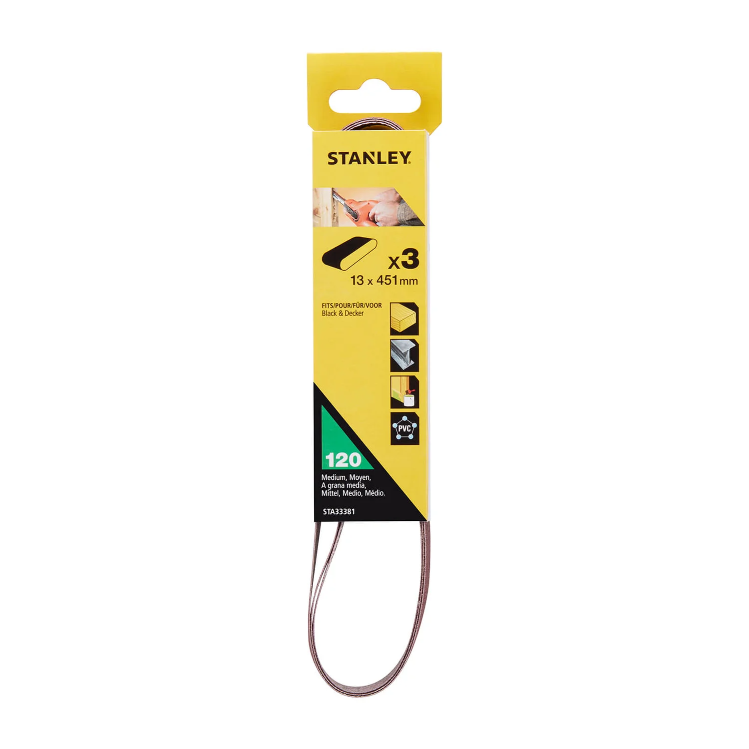 STANLEY - 3x 120g Powerfile Belts 13mm 4 STANLEY - 3x 120g Powerfile Belts 13mm - Image 2