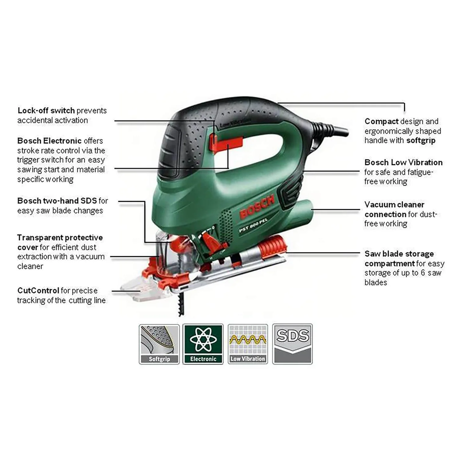 Bosch PST 800 PEL Electric 530W Compact Jigsaw 10 Bosch PST 800 PEL Electric 530W Compact Jigsaw - Image 8