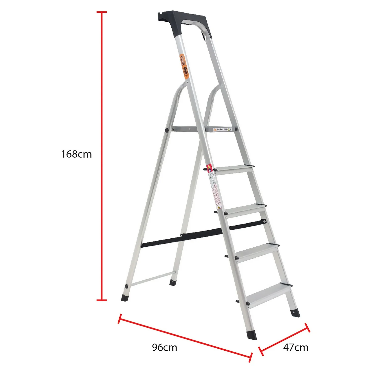 Rhino Lightweight Aluminium Step Ladder With Tool Tray - 5 Tread 4 Rhino Lightweight Aluminium Step Ladder With Tool Tray - 5 Tread - Image 2