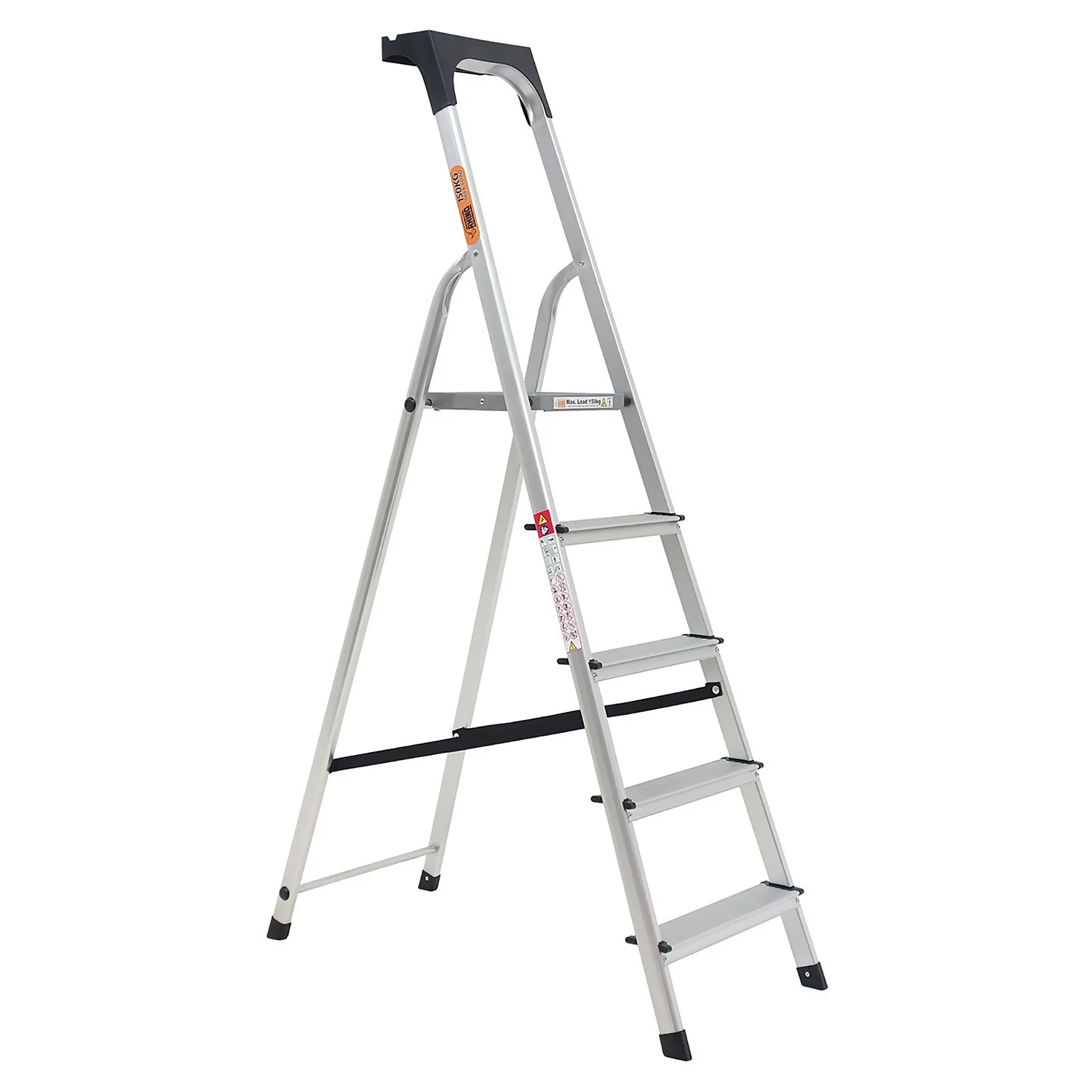 Rhino Lightweight Aluminium Step Ladder With Tool Tray - 5 Tread 3 Rhino Lightweight Aluminium Step Ladder With Tool Tray - 5 Tread