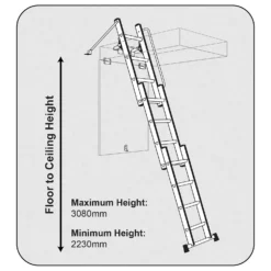 Rhino 3 Section Loft Ladder With Handrail -Stanley Shop 12889946 7294860593738991