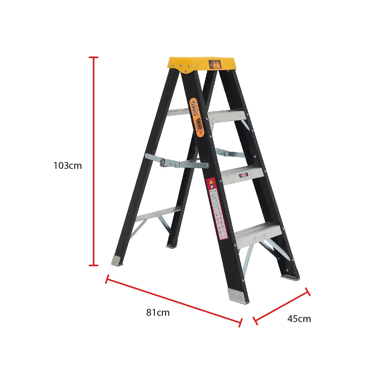 Rhino Fibreglass Step Ladder - 4 Tread 6 Rhino Fibreglass Step Ladder - 4 Tread - Image 4