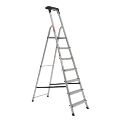 Rhino Lightweight Aluminium Step Ladder With Tool Tray - 7 Tread