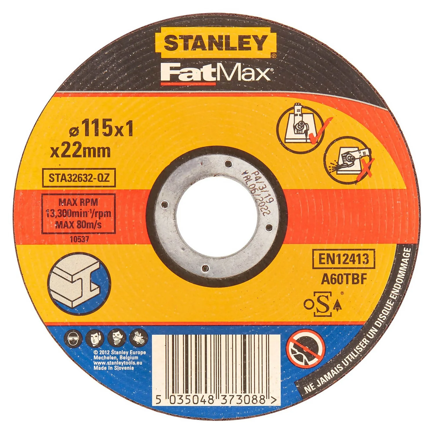 STANLEY FATMAX 115MM Steel Cutting Bonded Disc (STA32632-QZ) 3 STANLEY FATMAX 115MM Steel Cutting Bonded Disc (STA32632-QZ)