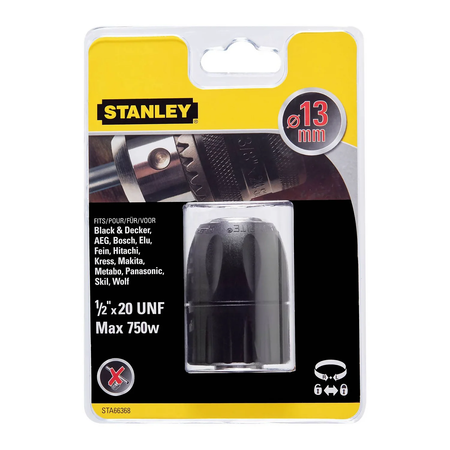 STANLEY Reversible 13mm Keyless Chuck (STA66368-QZ) 3 STANLEY Reversible 13mm Keyless Chuck (STA66368-QZ)