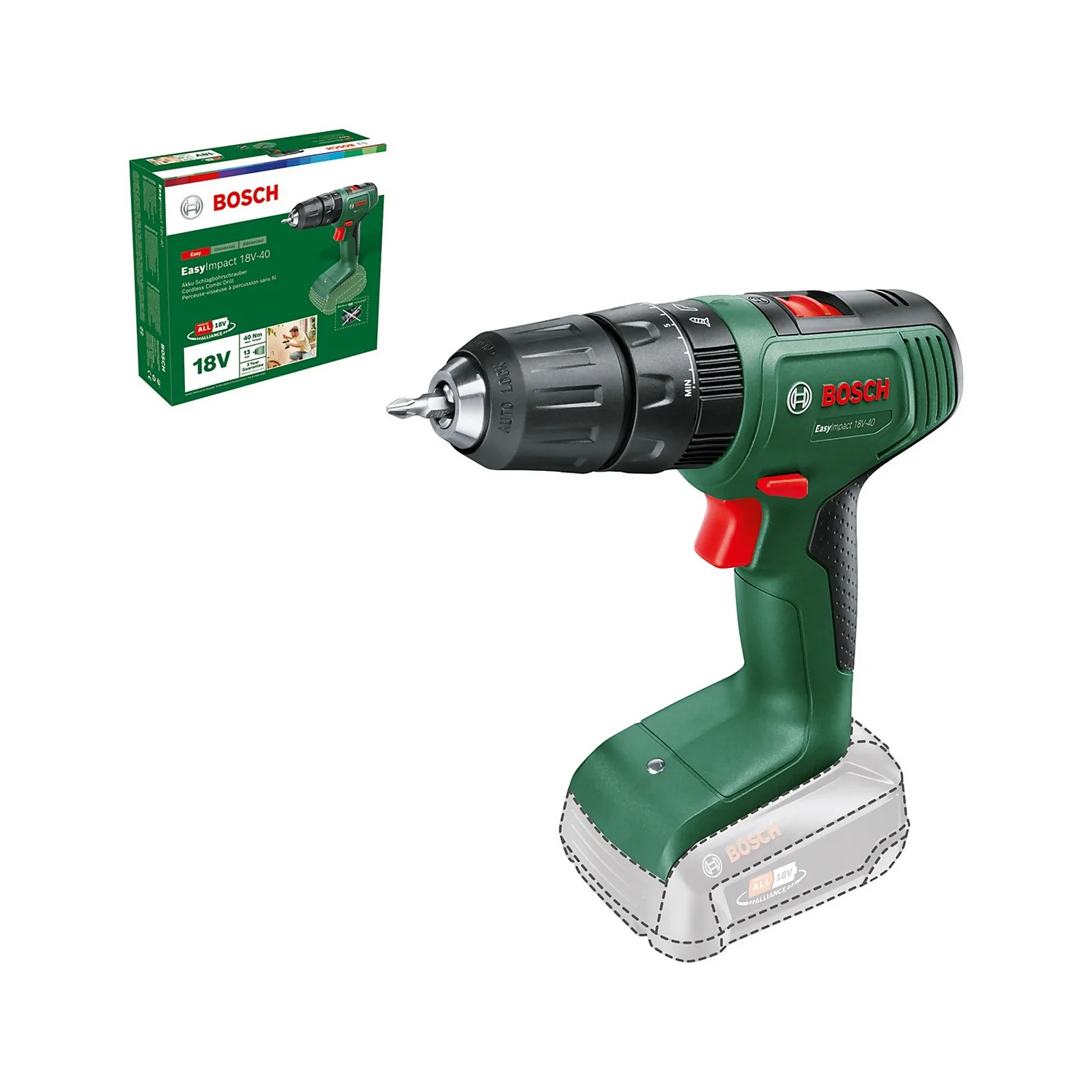 Bosch EasyImpact 18V-40 Combi Drill (no Battery Included) 10 Bosch EasyImpact 18V-40 Combi Drill (no Battery Included) - Image 8