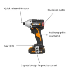 Worx WX261 20v Cordless Brushless Impact Driver With X2 2.0Ah Batteries 12 Worx WX261 20v Cordless Brushless Impact Driver With X2 2.0Ah Batteries -Stanley Shop 14229057 1305019849203688