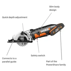Worx WX527 20v 2.0Ah Worxsaw Cordless Compact Circular Saw -Stanley Shop 14229058 1935019849321297
