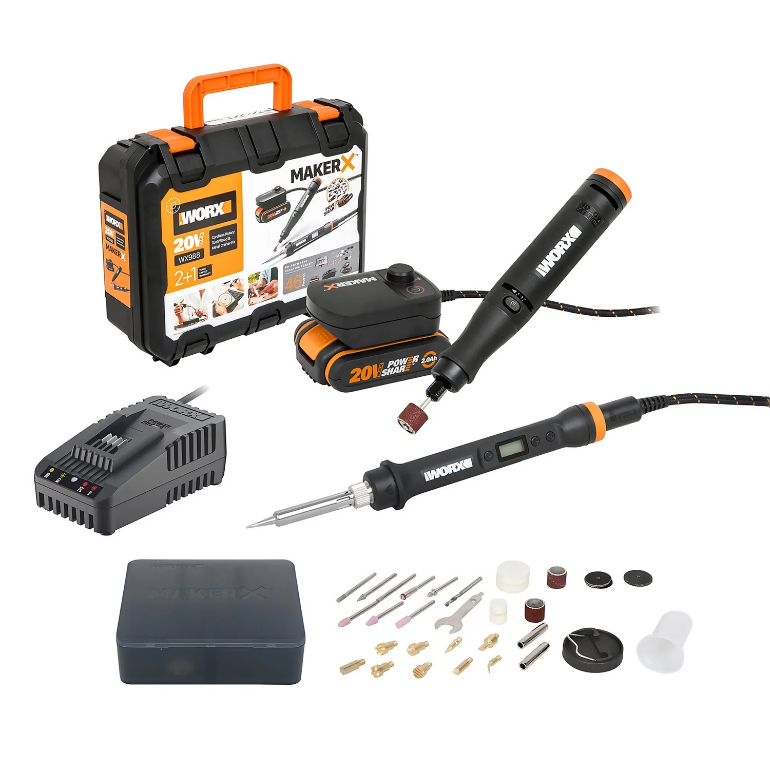 Worx WX988 20v 2.0Ah MAKERX Cordless Rotary Tool & Soldering Iron 3 Worx WX988 20v 2.0Ah MAKERX Cordless Rotary Tool & Soldering Iron