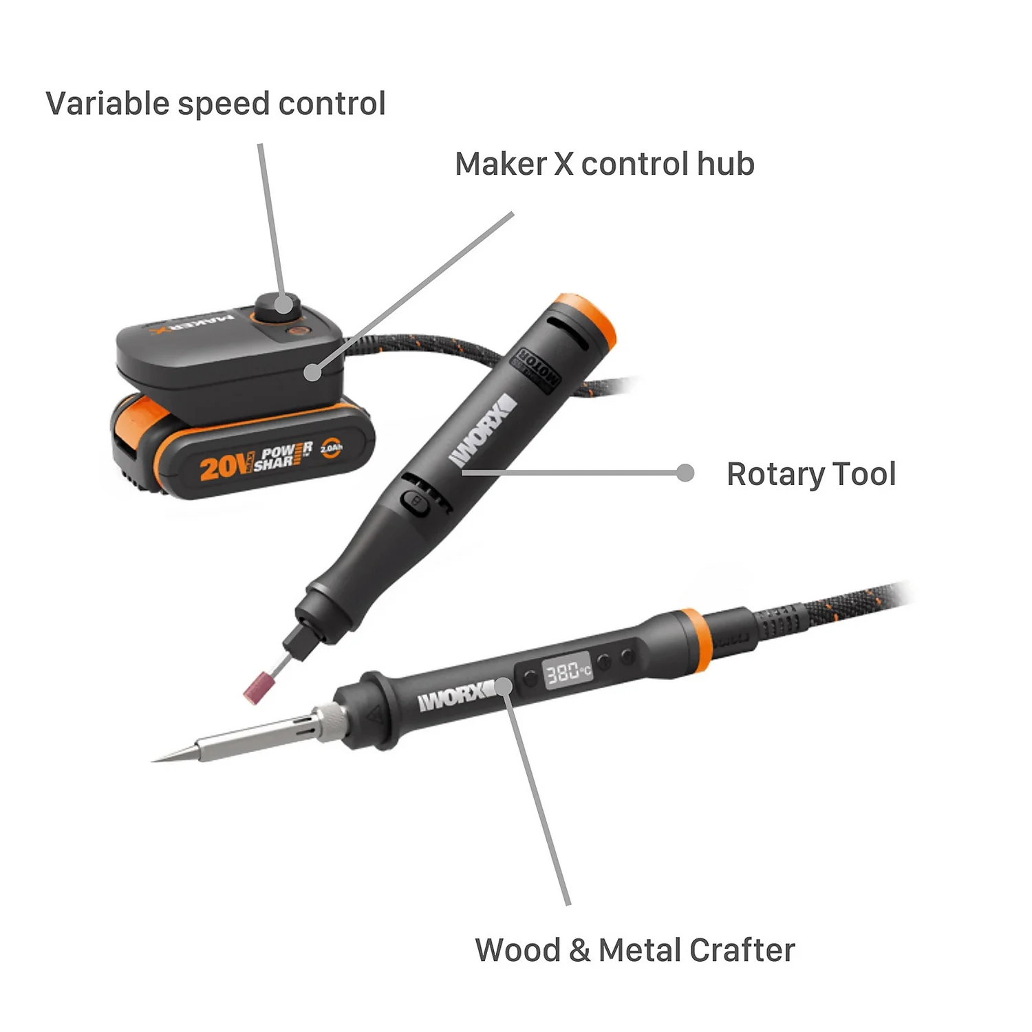 Worx WX988 20v 2.0Ah MAKERX Cordless Rotary Tool & Soldering Iron 6 Worx WX988 20v 2.0Ah MAKERX Cordless Rotary Tool & Soldering Iron - Image 4